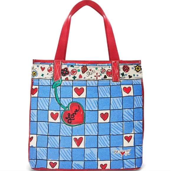 Brighton Love Sparkle Colorful Tote Bag with Red Handles NWT - Picture 3 of 7
